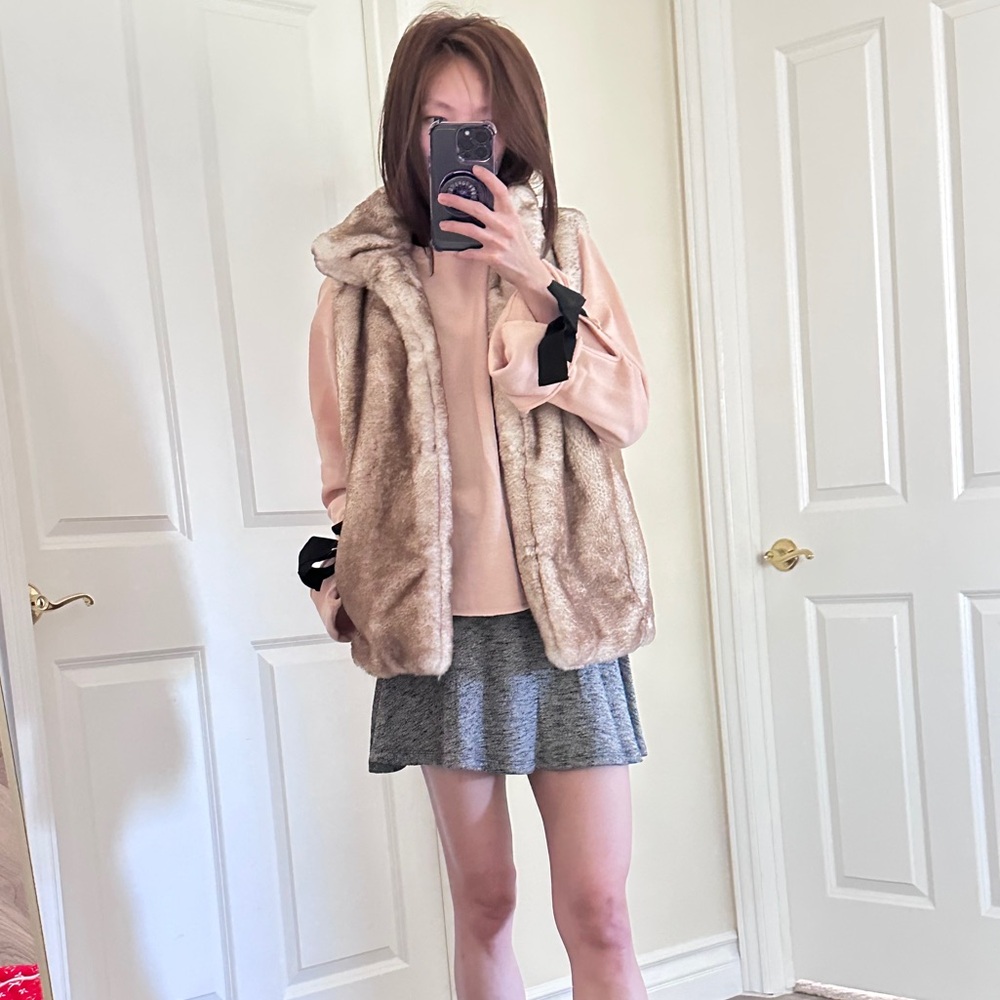 Zara Soft Pink Long Sleeve Top with Tie Accents